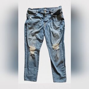 7 For All Mankind Josephina  Distressed Boyfriend Skinny Blue Jeans 34 Waist